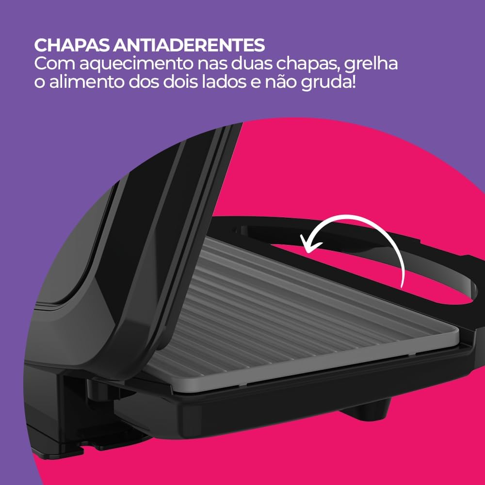 Sanduicheira Elétrica Cadence Toast & Grill, Preta, 750W, 110V, SAN260
