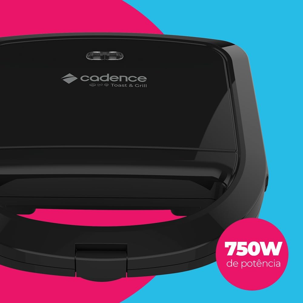 Sanduicheira Elétrica Cadence Toast & Grill, Preta, 750W, 110V, SAN260