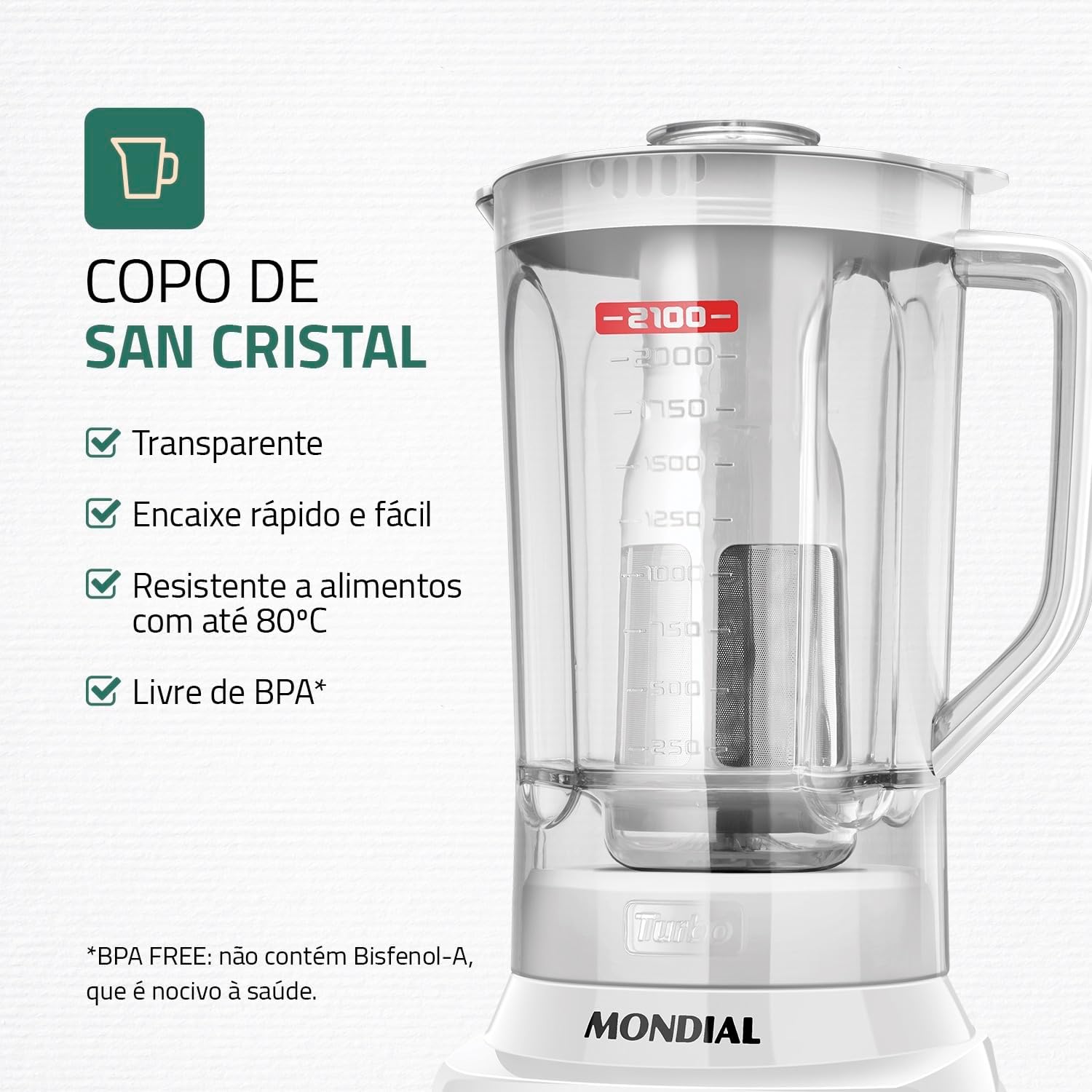 Liquidificador Turbo, Mondial, Branco/Inox, 1200W, 220V - L-1200 WI